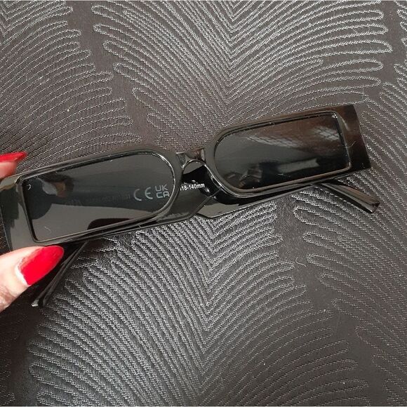 Zara Black Rectangular Slim Lense Acetate Sunglasses - Picture 8 of 11